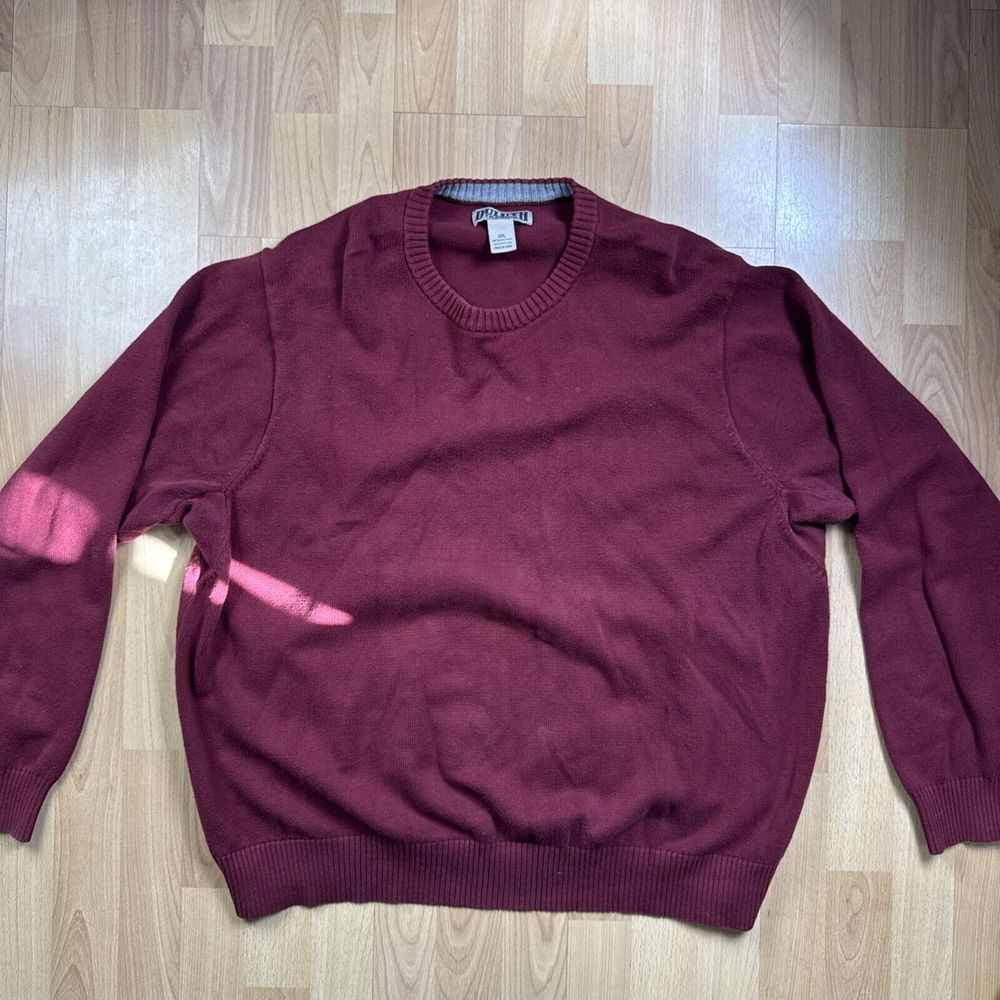 Duluth Trading Co Men's 2XL Burgundy Cotton Blend Crewneck Knit Sweater